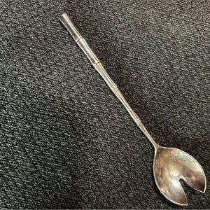vintage Italian silverplate salad server with a bamboo-style handle